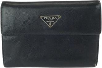 Prada Pre-owned Saffiano Leren Portemonnee - Dames - Vintage Accessoires - Zwart - ONE Size - Leer - Vintage