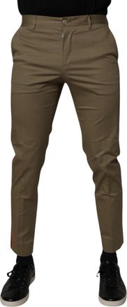 Dolce & Gabbana Mens Dark Khaki Cotton Tapered Pants Elastane