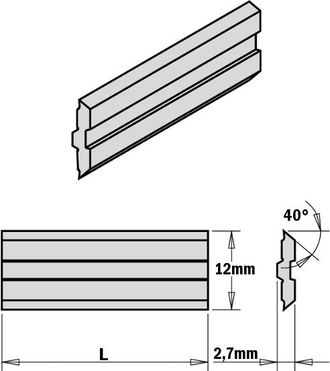CMT 795.510.12 Juego De 2 Cuchillas Centrostar/fix, Quickfix 510x12x2.7mm Hps