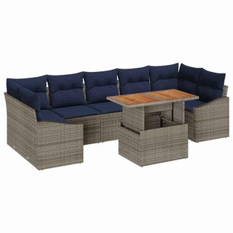 vidaXL Conjunto De Sof&aacute; De Jard&iacute;n 8 Pcs Gris Polirat&aacute;n Vidaxl