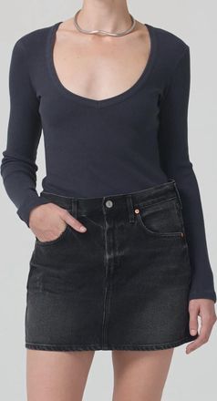 Citizens Of Humanity Anouk Long Sleeve V-Neck Top In Charcoal