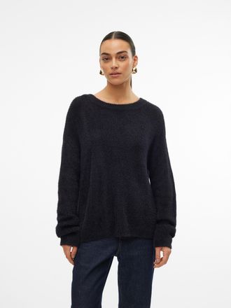 Vero Moda Strickpullover VERO MODA VMPUFF LS O-NECK PULLOVER BOO, Damen, Gr. XS, schwarz, Strick, Obermaterial: 56% Nylon, 44% Polyacryl, unifarben, regular fit
