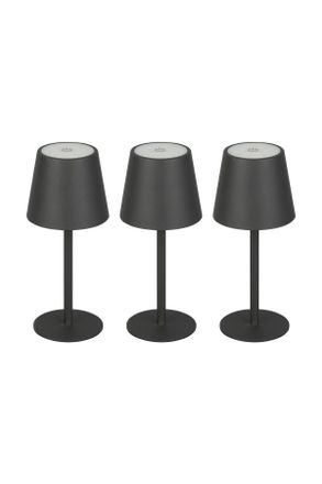 Novel Akku-Tischleuchte, Schwarz, Metall, Kunststoff, Uni, 86 mm, rund, 20.3 cm, RoHS, CE, 3 Helligkeitsstufen, Touch (on/off), tragbar, Ladeanzeige, auflad