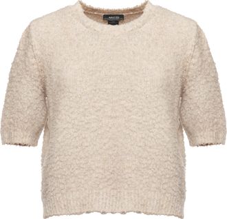 Avant Toi Textured Cropped Cotton Sweater with Fluffy Knit Finish