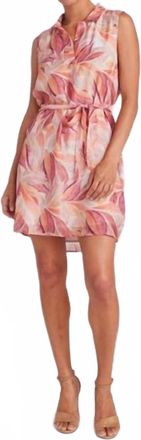 Bella Dahl Wide Placket Mini Dress In Painted Leaves Print