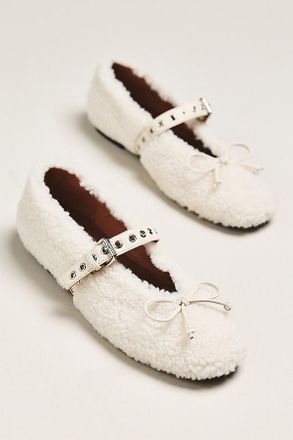 Bibi Lou Sherpa Fleece Moto Ballet Flats