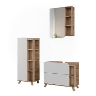 Vicco Conjunto De Muebles De Ba&ntilde;o De 3 Piezas Karen, Blanco/sonoma, 3 Piezas, Vicco