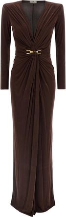 Elisabetta Franchi Brown Red Carpet dress