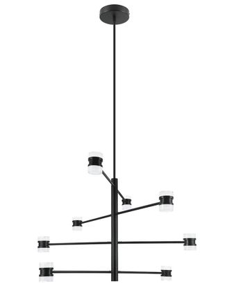 Eglo Eglo Romendo 1 8 Light Led Pendant With Matte Black Finish & Clear & Satin Acrylic Shades