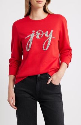 Caslon Joy Embellished Crewneck Sweatshirt in Red- Silver Joy at Nordstrom Rack, Size X-Small