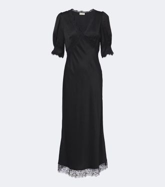 Rixo Annina lace-trimmed satin midi dress