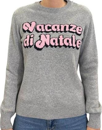 MC2 Saint Barth Heather Grey Sweatshirt with Playful Holiday Print