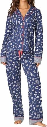 PJ Salvage Al Fresco Bistro Long Pajama Set In Navy