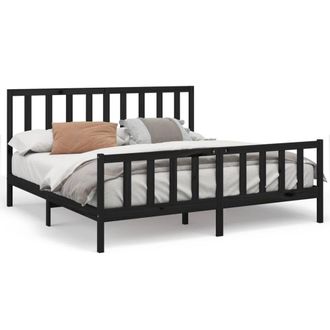 Berkfield Home Bed Frame Black Solid Wood Pine 200x200 cm