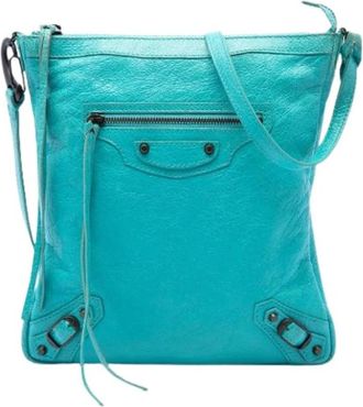 Balenciaga Pre-owned Crossbody Bag - Dames - Vintage Schoudertas - Blauw - ONE Size - Leer - Vintage