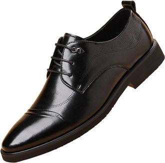 Generic Men Oxford Dress Shoes Large Size Classic British Retro Design Stylish Leather Upper Comfortable Fit for Business Office or Formal Events(Black,10.5)