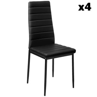 TecTake 4 sillas de comedor con acolchado, polipiel, 41 x 45 x 98.5 cm, negro
