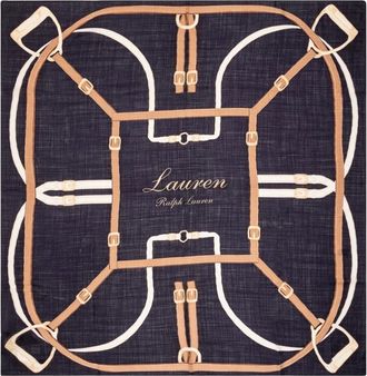 Ralph Lauren Belting Large Square Scarf - Dames - Zijden sjaals - Blauw - ONE Size - Accessoires
