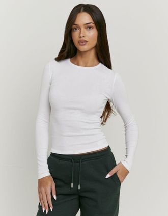 Tally Weijl Langarmshirt TALLY WEIJL STSCOBELGI, Damen, Gr. M, wei&szlig;, Jersey, Obermaterial: 100% Baumwolle, unifarben, figurbetont normal, Rundhals, Shirts Langarm
