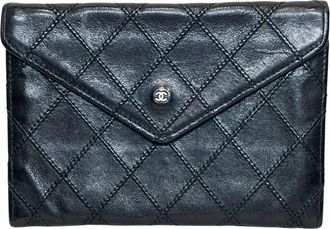Chanel Bicolor Black Leather Bill Wallet (Bi-Fold) (Pre-Owned)