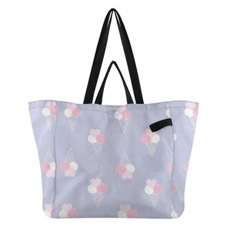 Generic Ice Cream Heart Blue pattern Reusable Canvas Tote Bag, Heavy Duty Grocery Shopping Bag with Hard Bottom Double Handles Large Capacity Work Groceries T