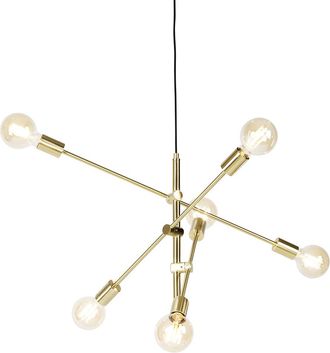 QAZQA Retro/vintage L&aacute;mpara Colgante Inteligente De Lat&oacute;n De 6 Luces Con Wifi G95 - Sydney Acero Alargada Adecuado Para Led Max. 1 X 4.9 Watt - Qazqa