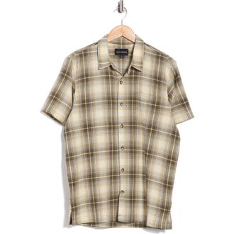 Lucky Brand Playa Short Sleeve Crinkled Shirt in Green Plaid at Nordstrom Rack, Size Xx-Large