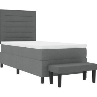 vidaXL Cama Tipo Box Spring Con Colch&oacute;n Gris Oscuro 90 X 190 Cm Tela Vidaxl