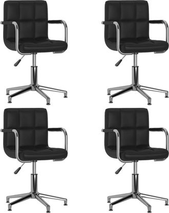 vidaXL Vidaxl - Sillas De Comedor Giratorias 4 Unidades Cuero Sint&eacute;tico Negro