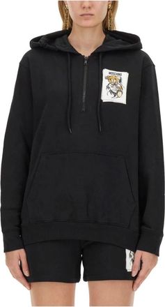 Moschino Hoodie met trekkoord aan de voorkant - Dames - Hoodies - Zwart - M - Hoodies & sweatvesten