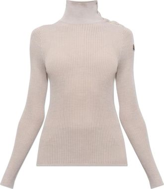 Moncler Wol met hoge hals - Dames - Coltruien - Beige - M - Wol - Truien & Vesten