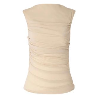 SOEUR Sleeveless Tops, female, Beige, Size: XS Irina Draped Top