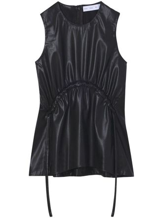 Proenza Schouler drawstring-detail faux-leather top - women - Polyurethane/Polyester - 4 - Black