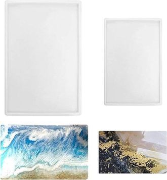 OEM Juego De Moldes De Silicona Para Resina Epoxi - 2 Bandejas Rectangulares