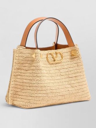 Valentino Garavani valentino small raffia shopping bag strap
