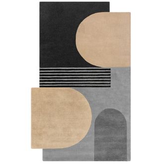 Flair Rugs Alfombra de lana negro, gris y beige 120x180cm