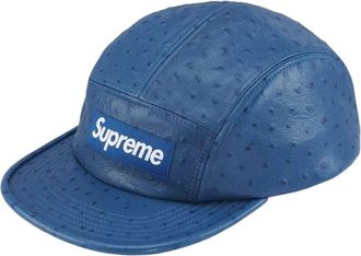 SUPREME SS26 Ostrich Embossed Leather GORE-TEX Camp Cap Blue SUP-SS26-1022-BLU