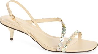 Reformation Shoshana Sandal in Almond Leather Shell Buttons at Nordstrom, Size 10.5