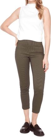 UP Textured Techno Petal-Slit Pant In Moss