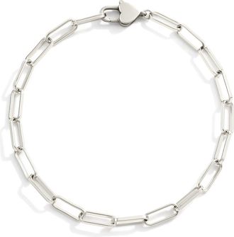 Mint & Lily Heart Padlock Bracelet in Silver at Nordstrom, Size 6.5