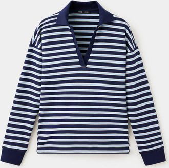 Mango Pullover righe collo polo celeste - Donna - XS - MANGO