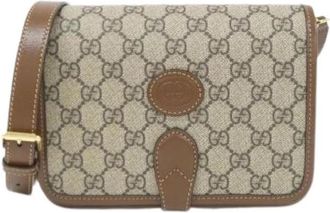 Gucci Pre-owned GG Supreme Canvas Leren Schoudertas - Dames - Vintage Schoudertas - Beige - ONE Size - Leer - Vintage