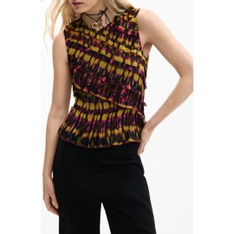 Desigual Ruffle Sleeveless Top in Green at Nordstrom, Size X-Large