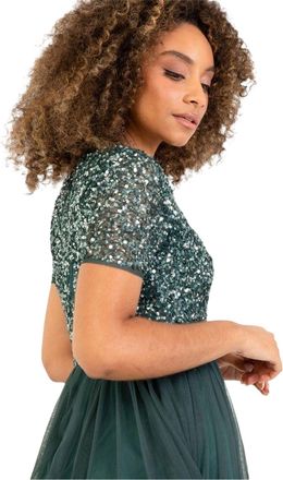 Maya Dames/dames Sequin Midi-jurk (Smaragd)