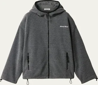 Miu Miu Fleece Zip Hooded Jacket