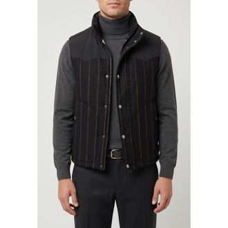Brunello Cucinelli Black Striped Wool Vest, Size L