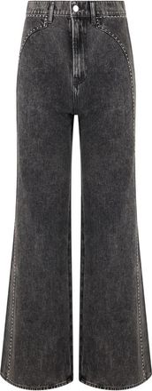 Veronica Beard Grant High Rise Wide Leg Jean - Dames - Flared Jeans - Grijs - W27 - Katoen - Jeans
