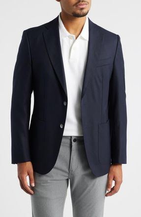 BOSS Huston Slim Fit Virgin Wool Sport Coat in Dark Blue at Nordstrom, Size 44 Regular