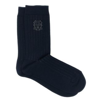 Brunello Cucinelli Ondergoed, Heren, Blauw, S, Katoen, Ribbed Calf Socks