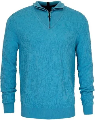 Lords of Harlech Quinn Quarter Zip Merino Wool Sweater in Teal at Nordstrom, Size Xx-Large